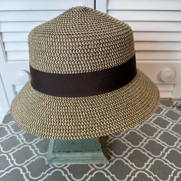 Nine West Straw Bucket Hat With Bow Women’s New Without Tag Brown Tan Preppy - Picture 7 of 12